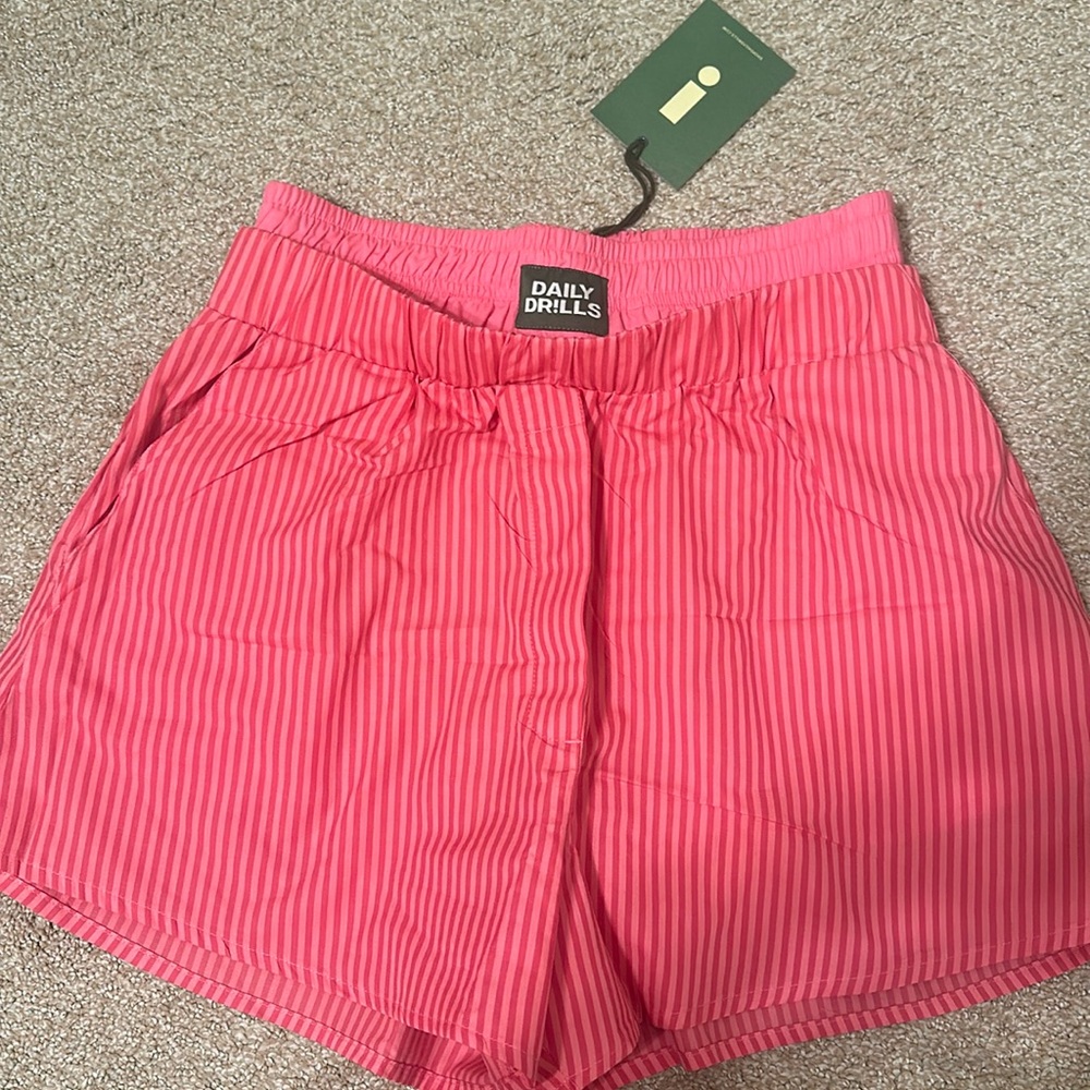 NWT Daily Drills pink and white stripe boxers
